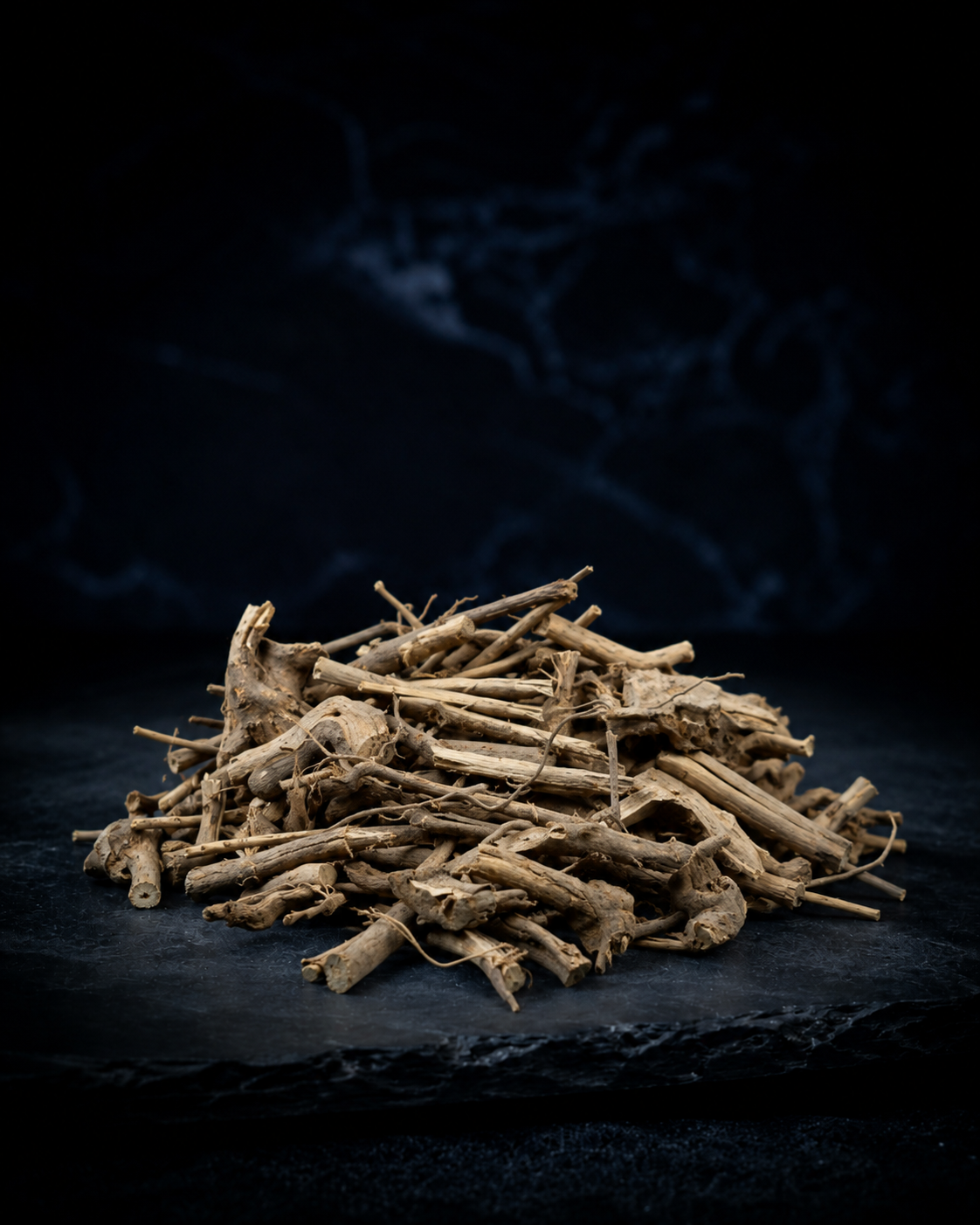 Dried Siberian Ginseng root, Eleutherococcus senticosus, from the Altai region